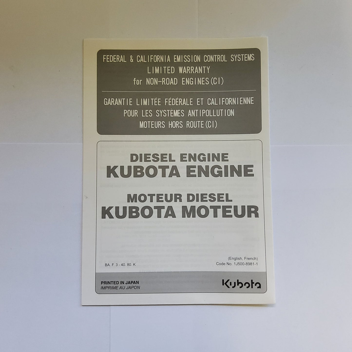 Bedienungsanleitung von Kubota V3300 V3600 V3800 Betriebsanleitung