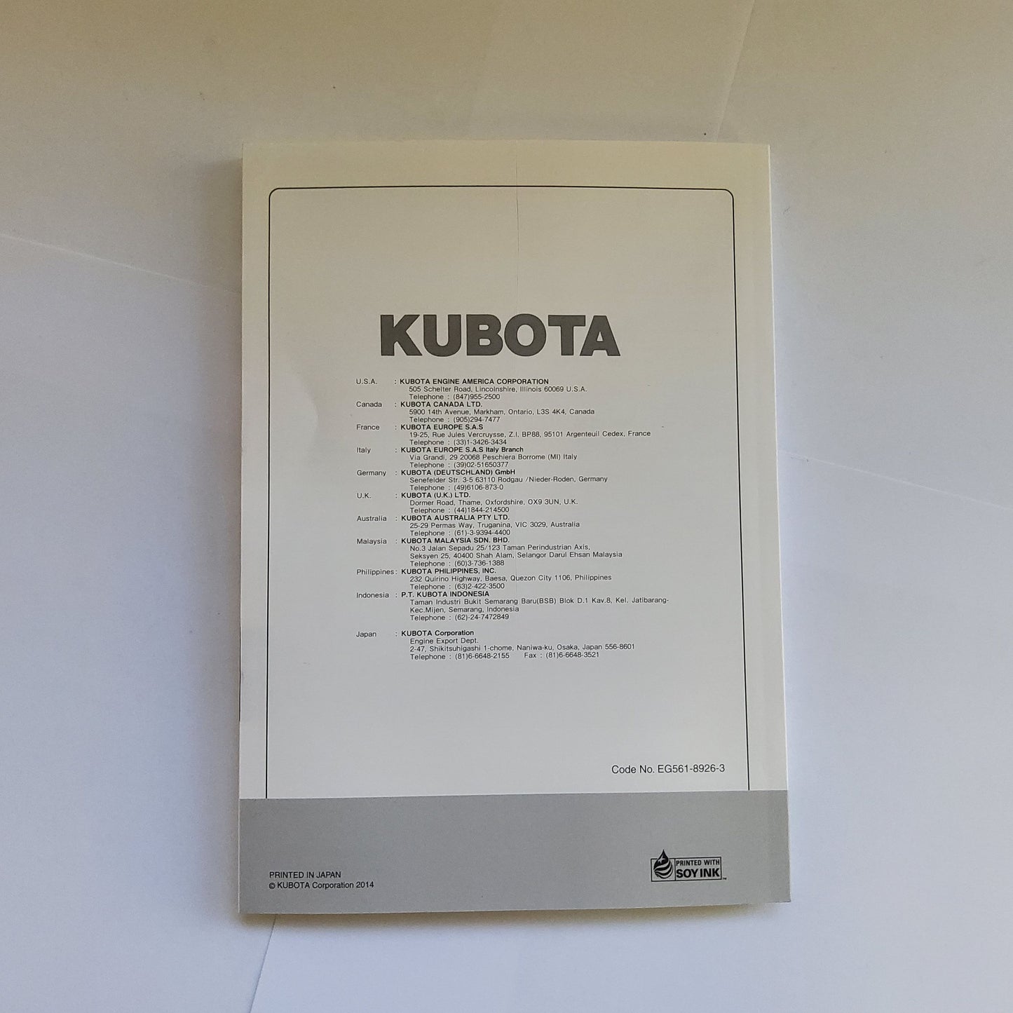 Bedienungsanleitung von Kubota D1503 D1703 D1803 V2003 V2403 Betriebsanleitung